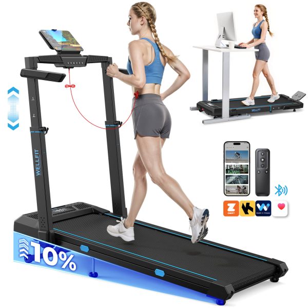 TM032 Height-Adjustable Treadmill with 10% Auto Incline 1744 Inch Running Area at Wellfit Walking Pad&Treadmill