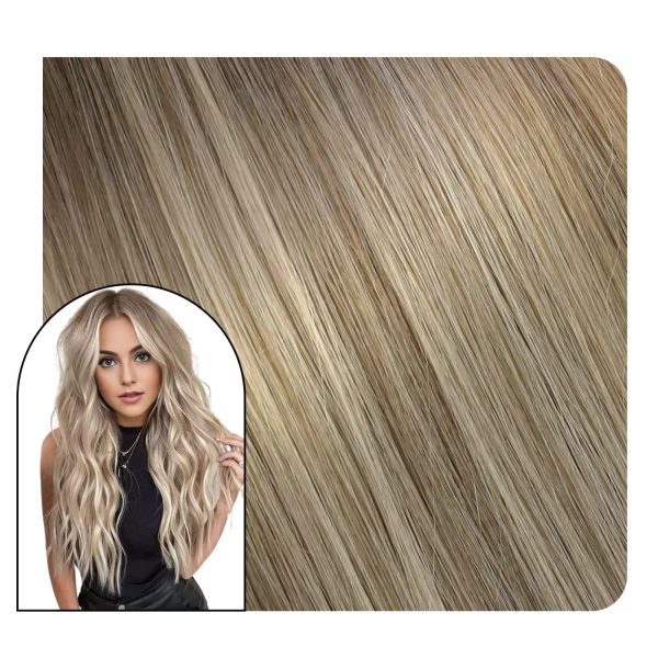 [Virgin Hair] Sew in Hair Extensions Brown Blonde Balayage Color #8/8/613 - 22 inch / 100gram / Alligator clips at Ugeat Hair Official