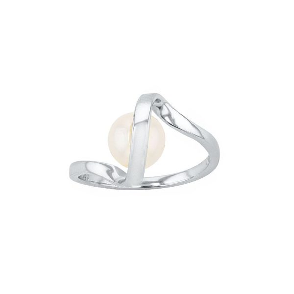 14k Gold Over Silver with 7 mm Freshwater Cultured Pearl Promise Stacking Ribbon Ring, Women's, Size: 8, Sterling at Kohl's