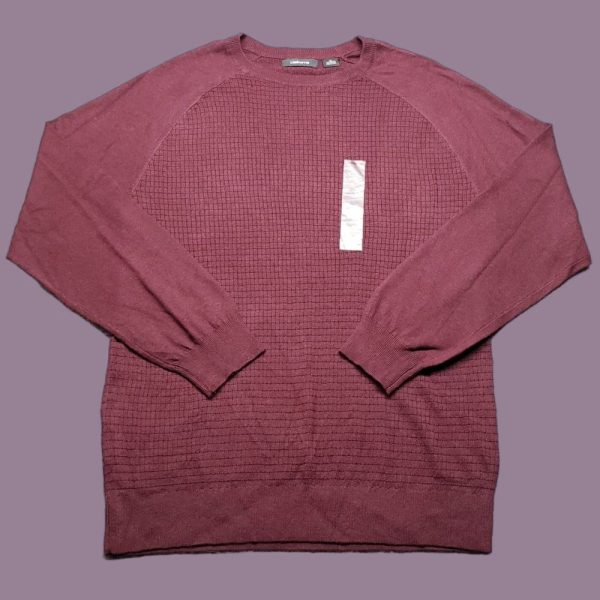 Claiborne Sweater Mens 1XL Burgundy Crew Neck Long Sleeve Check Pattern New in Brown, Men's at Grailed