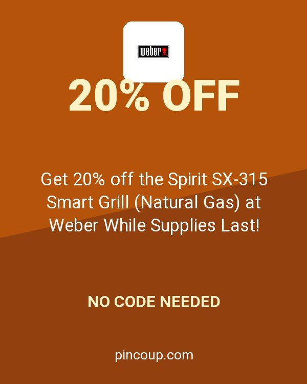 Weber Inc. coupon: Get 20% off the Spirit SX-315 Smart Grill (Natural Gas) at Weber While Supplies Last!