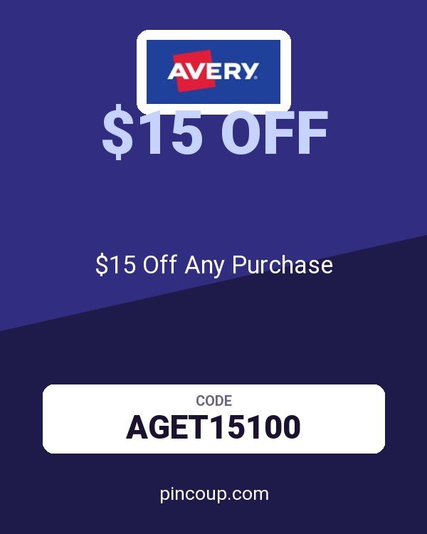 Avery coupon: $15 Off Any Purchase