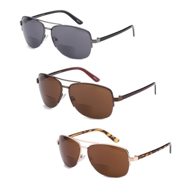 Men Women Bifocal Reading Glasses Sunglasses Sun Readers Half Frame Presbyopic BUS at Wish US & CA