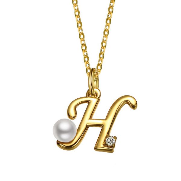 14k Gold Plated Simulated Pearl Initial Pendant Necklace, Women's, Size: 16", H at Kohl's
