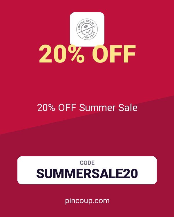 Coffee Bean & Tea Leaf coupon: 20% OFF Summer Sale