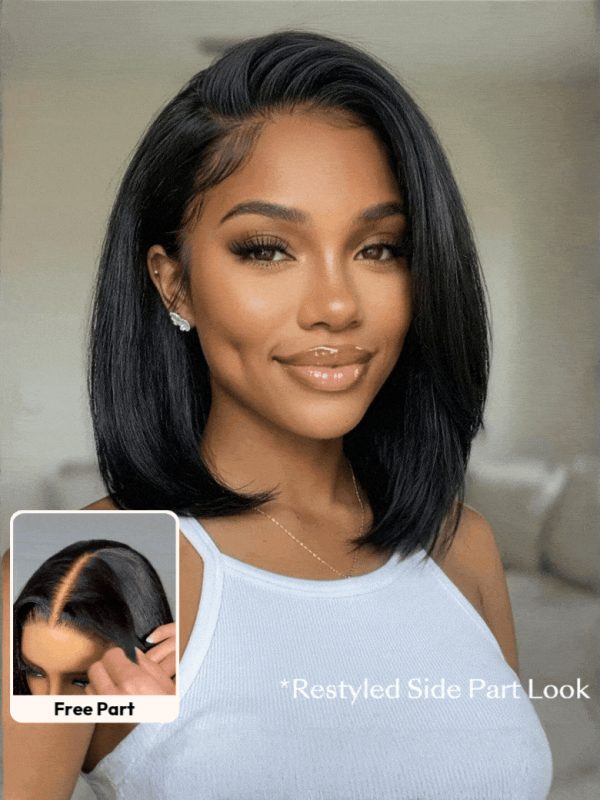 UNice 7x5 Bye Bye Slip™ Glueless Lace Black Yaki & Pre Layered Yaki Bob Bleached Knots Drawstring Wig