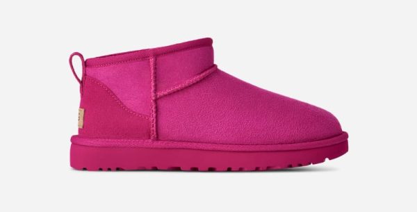 UGG® Women's Classic Ultra Mini Sheepskin Classic Boots in Dark Peony, Size 8
