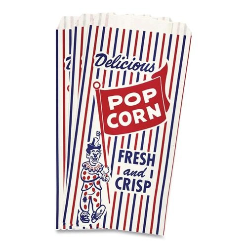 Bagcraft 300471 Pinch-Bottom Paper Popcorn Bag - Blue/Red/White (1000/Carton) at 4seating.com