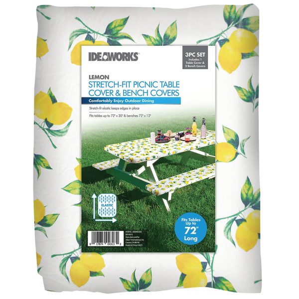 Deluxe Lemon Picnic Table Cover With Cushions at Miles Kimball