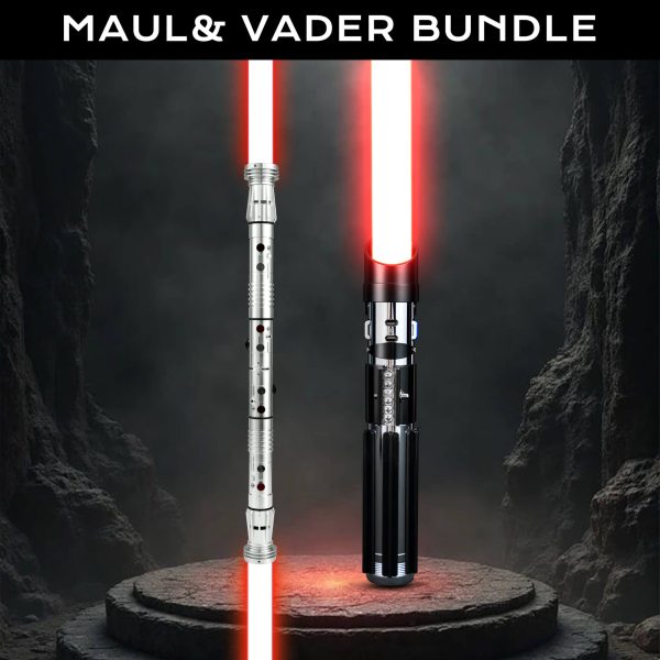 LIGHTSABER® Dark Lightsaber Bundle: Maul Double-Bladed & Vader Metal Sabers Set - PIXEL-36'' Blade at lightsaber.com