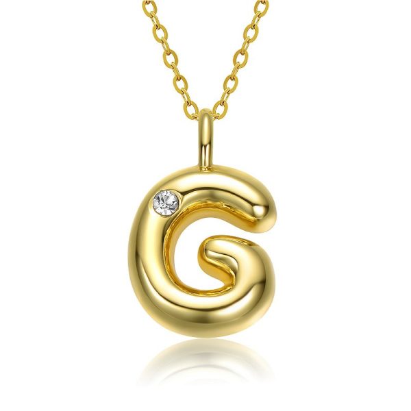 14k Gold Plated Bubble Initial Pendant Necklace, Women's, Size: 16-18" ADJ, Gold Tone G at Kohl's
