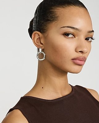 Express Women's Hoop Drop Earrings in Silver