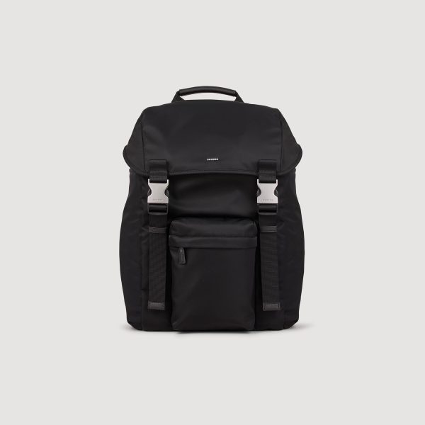 Recycled leather backpack at Sandro-Paris