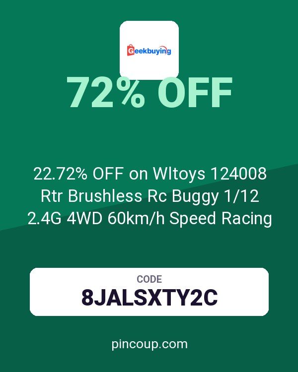 GeekBuying coupon: 22.72% OFF on Wltoys 124008 Rtr Brushless Rc Buggy 1/12 2.4G 4WD 60km/h Speed Racing