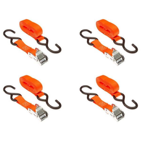 1" x 6' Cam Buckle Straps with S-Hooks, 4 Pack at Discount Ramps