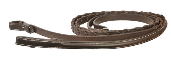 Da Vinci Plain Raised Laced Reins with Hook Stud Ends at Equestrian Collections