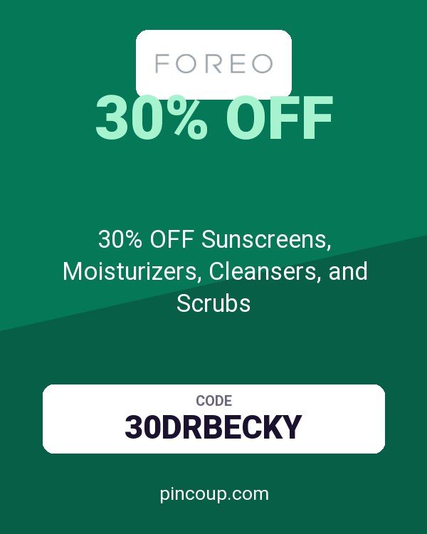 FOREO coupon: 30% OFF Sunscreens, Moisturizers, Cleansers, and Scrubs