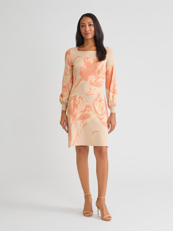 Floral A-Line Burnout Soft Knit Dress at Misook
