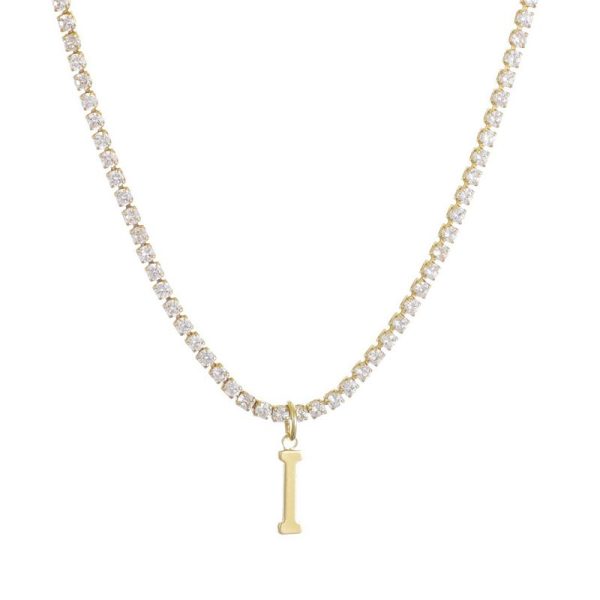 Adornia 14k Gold Plated Tennis Necklace with Initial Charm, Women's, Size: 15-19" ADJ, Gold Tone I at Kohl's