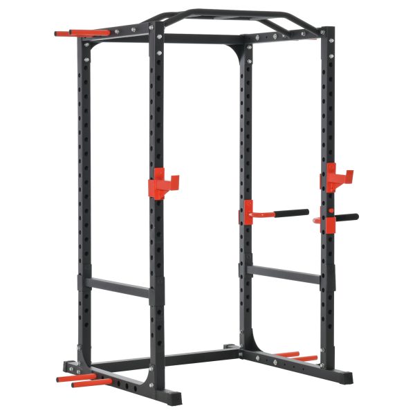 Soozier Power Tower Pull Up Bar Squat Rack Power Cage At Home Workout Equipment,Upper Body Strength Training Equipment at Aosom.com