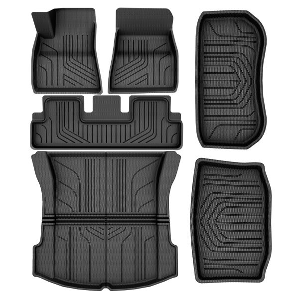 YITAMOTOR All-Weather Floor Mats Full Set for Tesla Model 3 2020-2023 | Custom Fit Cargo Liners & Trunk Tray at Oedro
