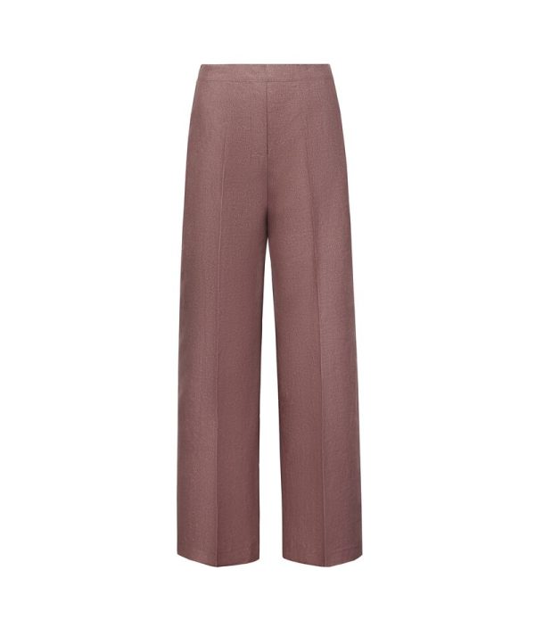 Falconeri Straight-leg pants in lamé linen Woman Rosé Dark Size XS