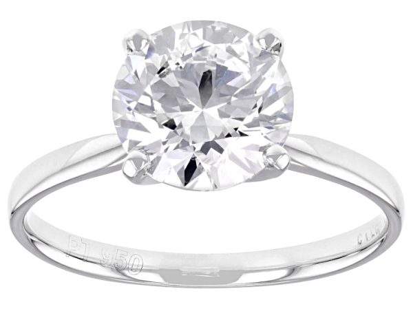Certified Round White Lab Grown Diamond F VS1 Platinum Solitaire Ring 2.50ct at JTV Jewelry