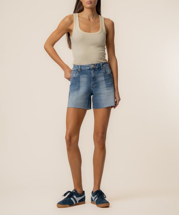 Jane High Rise Long Short in Astonish Wash at Kut from the Kloth
