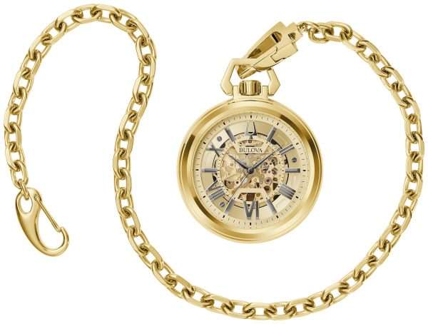 Bulova Sutton Stainless Steel Chain Classic Dress Classic Men's Pocket Watch - 97A178 Gifts for Him