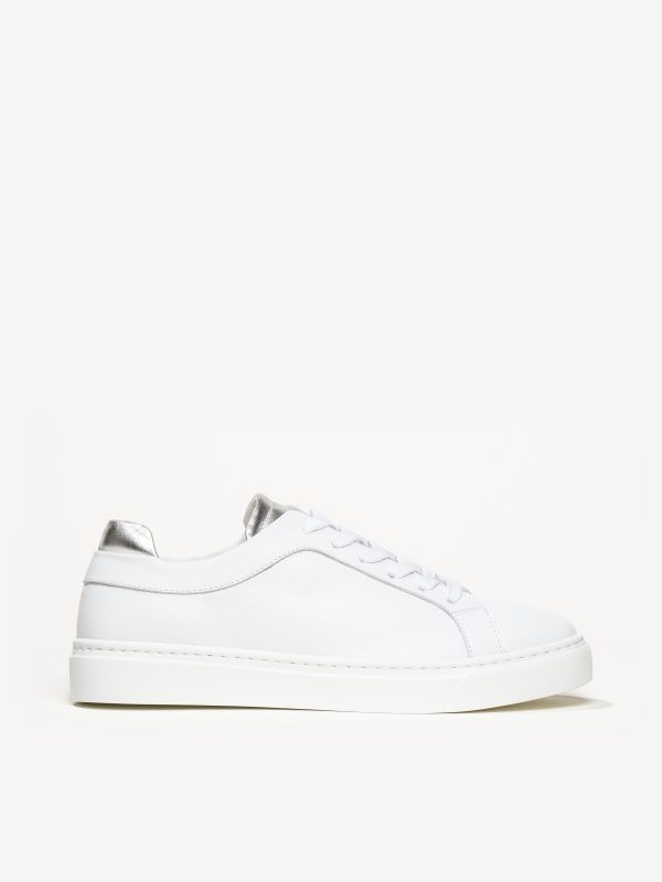 M.Gemi The Palestra Due Women's Sneakers, Size 35.5 in White Calf/Silver