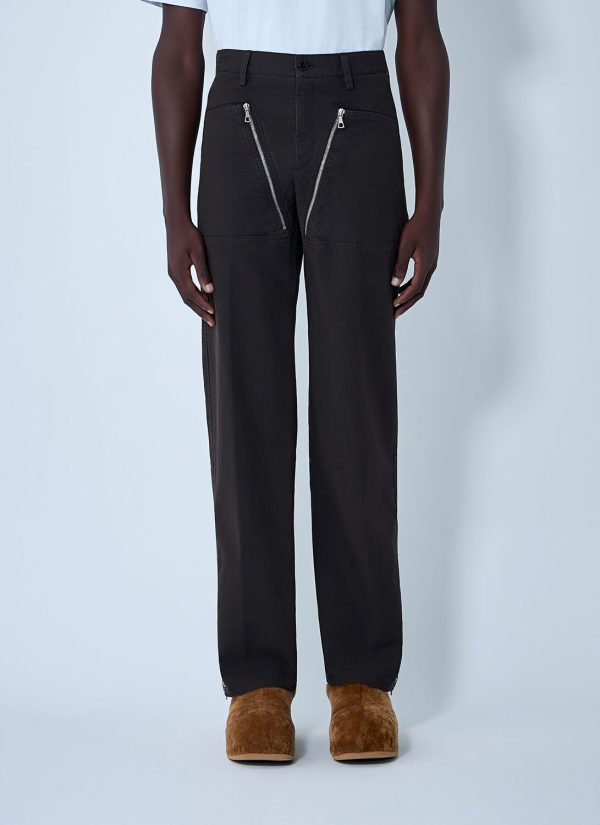 Dries Van Noten Zip Cotton-twill Pants - Man Pants Brown Eu - 48 at LN-CC