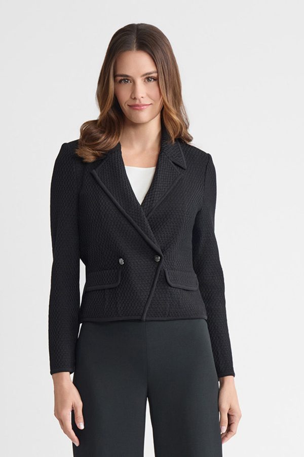 Tailored Double Breasted Textured Soft Knit Jacket at Ming Wang Knits