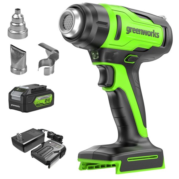 24V Cordless Battery Heat Gun: 4.0 Ah Battery and Charger at Greenworks Tools