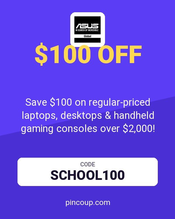 ASUS (US & Canada) coupon: Save $100 on regular-priced laptops, desktops & handheld gaming consoles over $2,000!