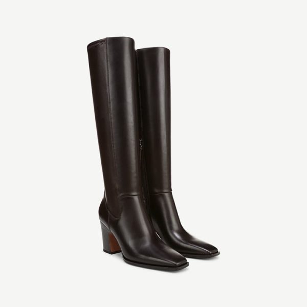 Franco Sarto Franco Jonie Knee High Boot (Dark Hickory Brown Leather) 9.5 M Square Toe
