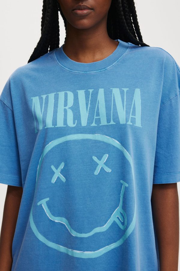 Cotton On Women - Nirvana Boxy Graphic Tee - Lcn mt nirvana/ lapis blue
