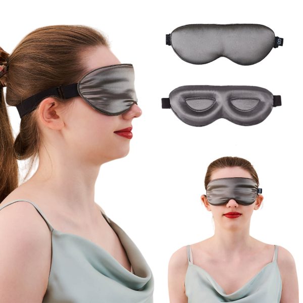 23MM Mulberry Silk 3D Contour Eye Mask with Sleeping Earplugs - Grey at Promeed