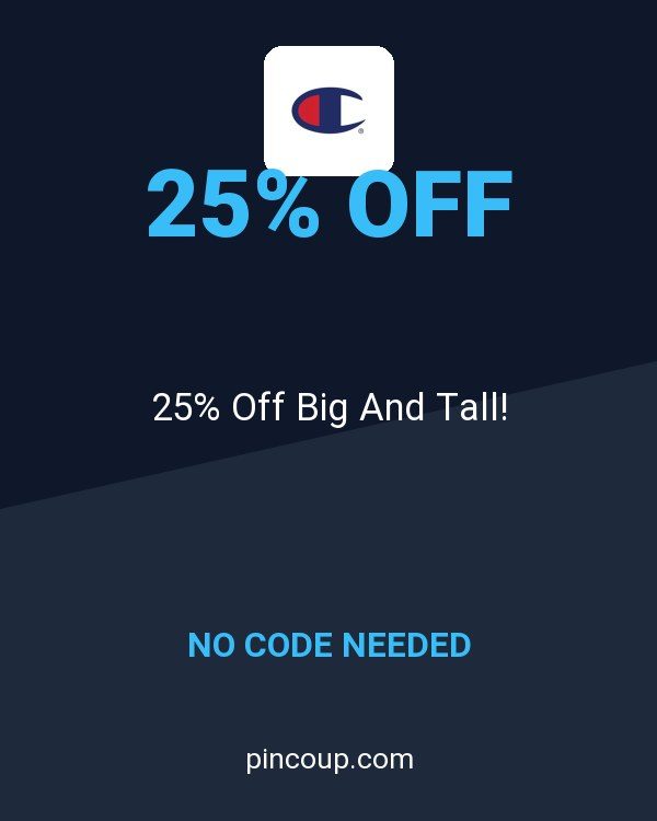 ChampionUSA.com coupon: 25% Off Big And Tall!