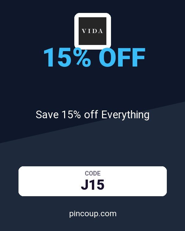 VIDA coupon: Save 15% off Everything