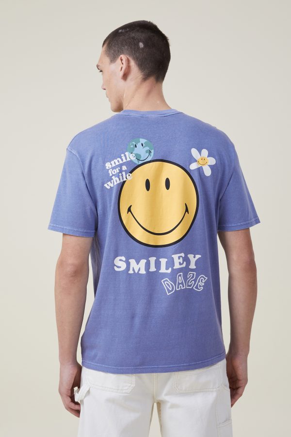 Cotton On Men - Smiley Loose Fit T-Shirt - Lcn smi blue flint/smiley daze
