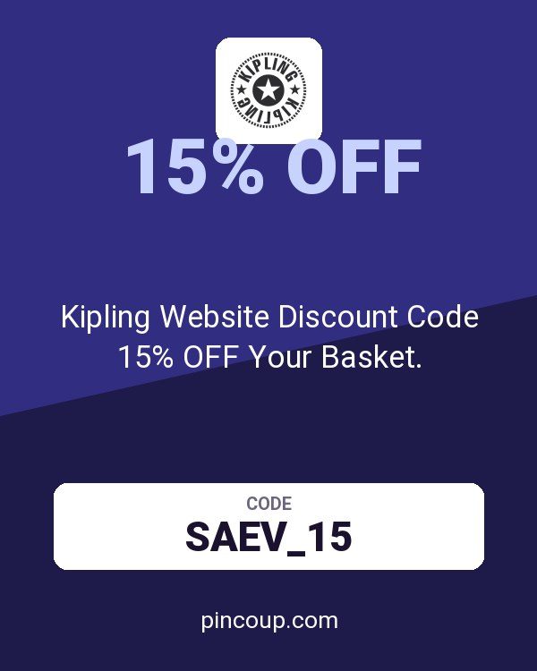 Kipling Website Discount Code 15% OFF Your Basket.