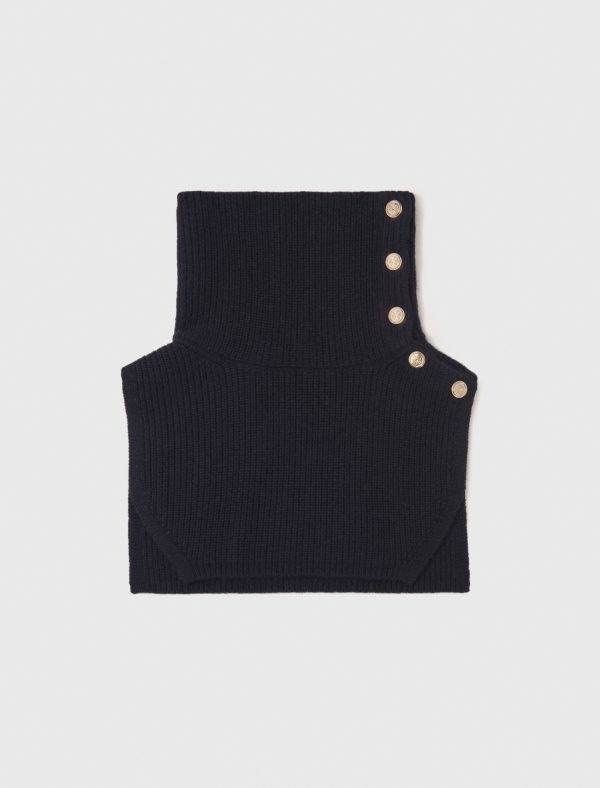 Button-up wool mix collar wrap at Maje