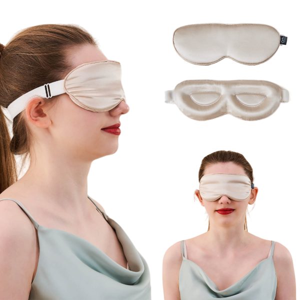 23MM Mulberry Silk 3D Contour Eye Mask with Sleeping Earplugs - Champagne at Promeed