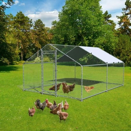 JBLCC Outdoor Chicken Coop Large Metal Chicken Run Duck Coop Waterproof Poultry Cage Spire Shaped Coops 13 L x 9.8 W x 6.5 H at Walmart.com