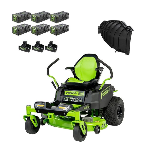 80V 42" Cordless Battery CrossoverZ Zero Turn Lawn Mower, (6) 4Ah Batteries and (3) Dual-Port Turbo Chargers, CRZ4281 at Greenworks Tools