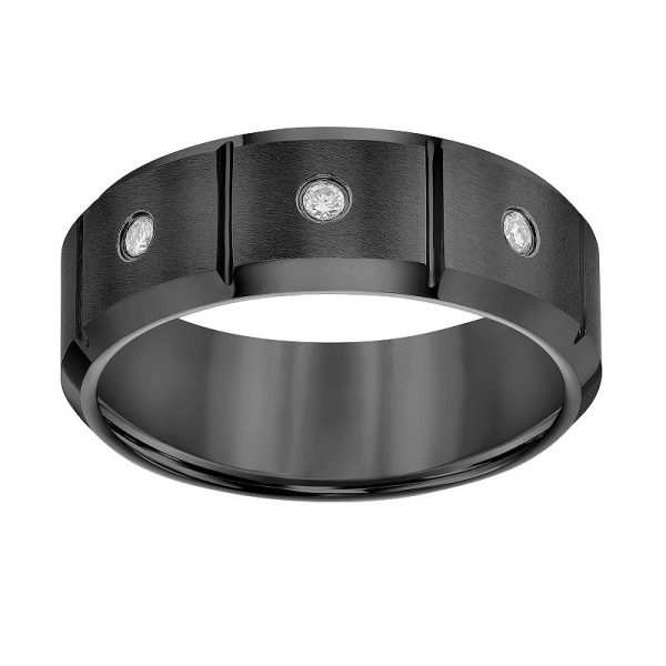 AXL 1/10 Carat T.W. Diamond Black Tungsten Carbide 8 mm Men's Comfort Fit Band, Size: 9 at Kohl's