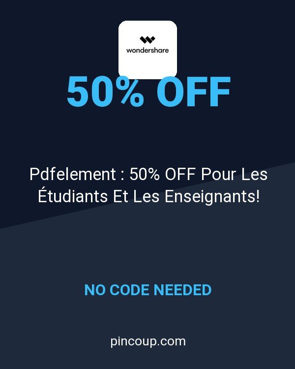 Wondershare Software coupon: Pdfelement : 50% OFF Pour Les Étudiants Et Les Enseignants!