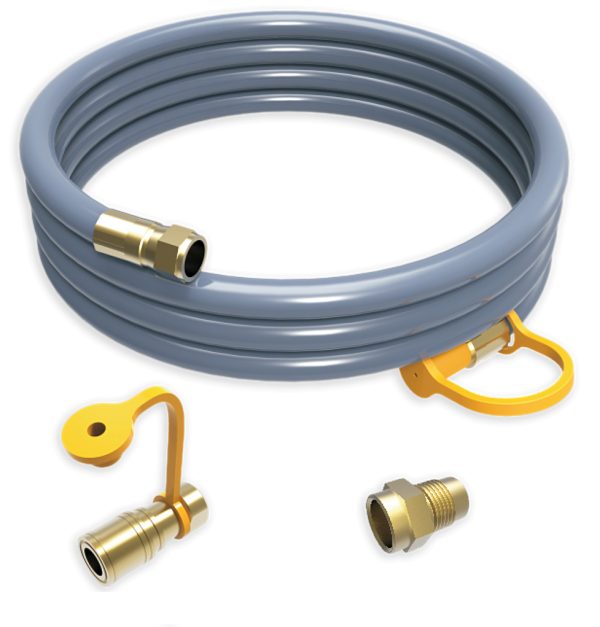 10’ Quick‑Connect 1/2" Natural Gas Hose Kit with Brass Fittings, Weather‑Proof Low‑Pressure Generator Accessory Adapter H1001 at AiPower