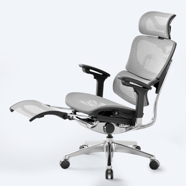 O1 (Ergo PLUS 743) | Flex Mesh Ergonomic Chair - White / With Footrest at Odinlake