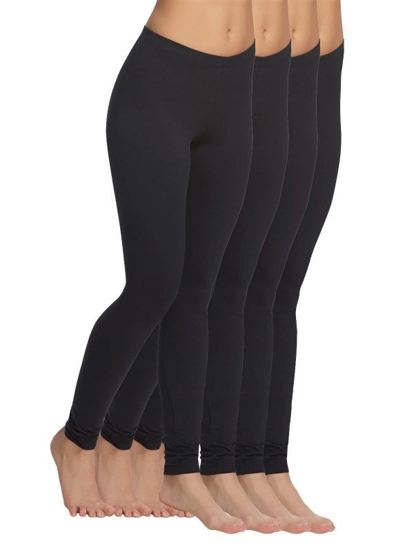 Velvety Soft Lightweight Leggings 4-Pack, Black / Medium at Felina Intimates